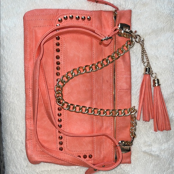 Urban Expressions Coral Crossbody Bag with Gold Accents - Picture 8 of 9